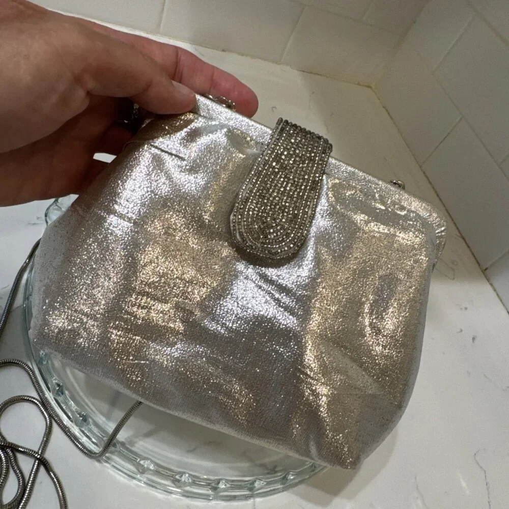 Vintage Sparkly Silver La Regale Shoulder Bag Purse - Picture 3 of 11